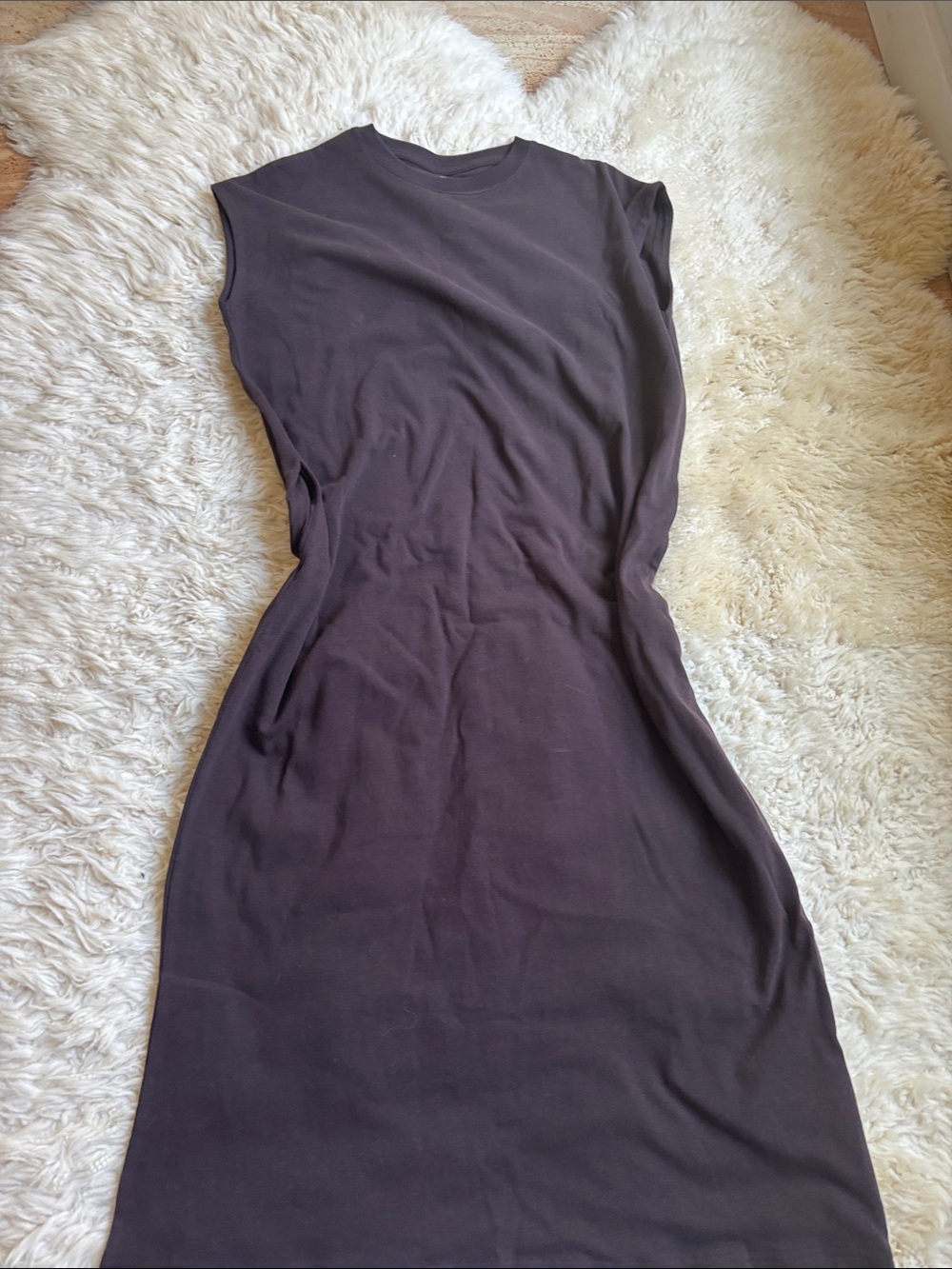 Muji Black Sleeveless Midi Dress with Crew Neck
